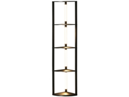 Abajur de piso LED com prateleira de canto, regulável, 4 prateleiras, luz branca quente, 41x30x164 cm preto | S/MARCA