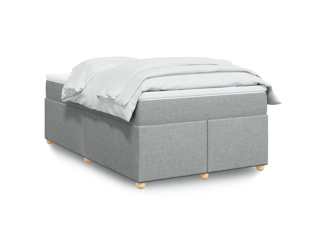 Cama Boxspring Com Colchão 120x190 Cm Tecido Cinzento-claro
