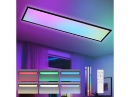 Nettlife Painel Led 120 × 30 Cm, Regulável, Comprido, Rgb, Com Mudança De Cor, Painel De Teto Com Comando, 39 W, Preto