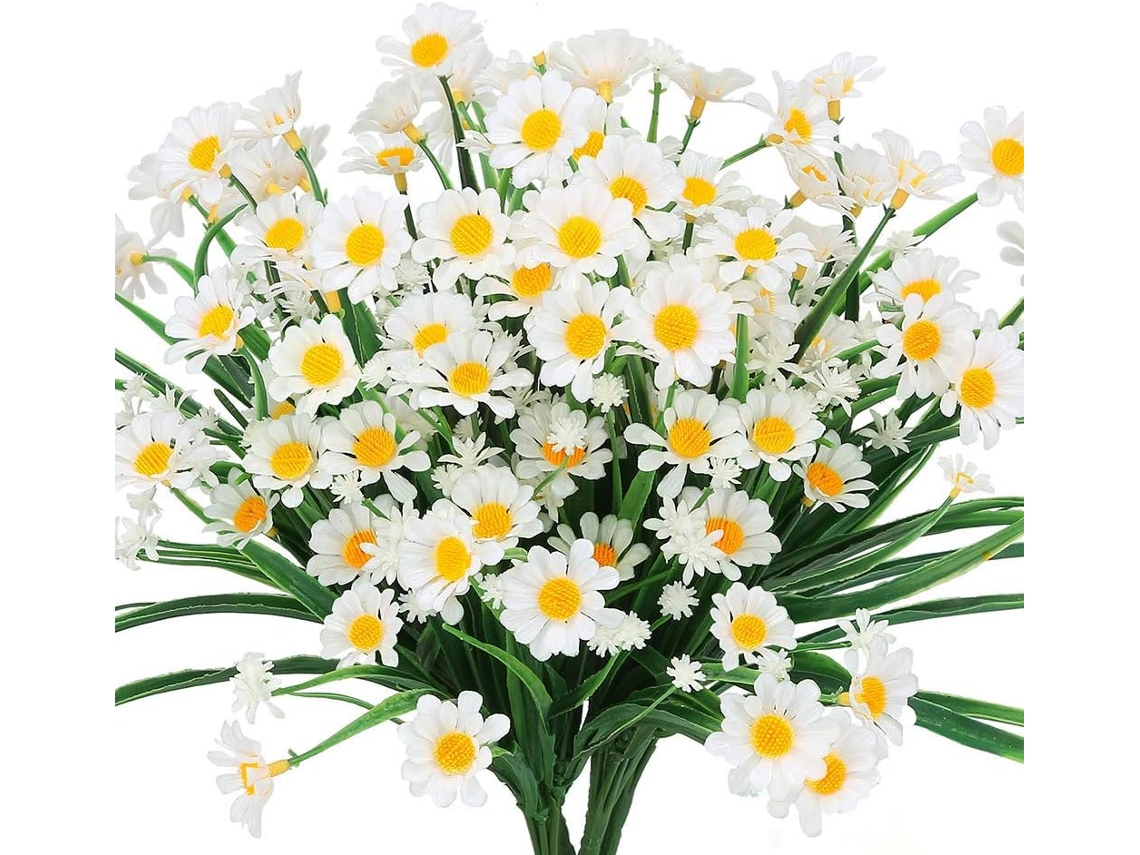 Flor de Margarida Artificial, 4 Peças de Flores Artificiais de Plástico, para Uso Externo. AQUAFORGE