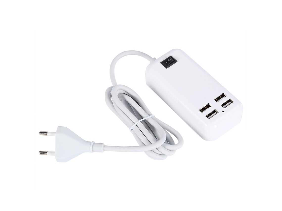Carregador Adaptador de 4 Portas USB com Interruptor EOOCOO