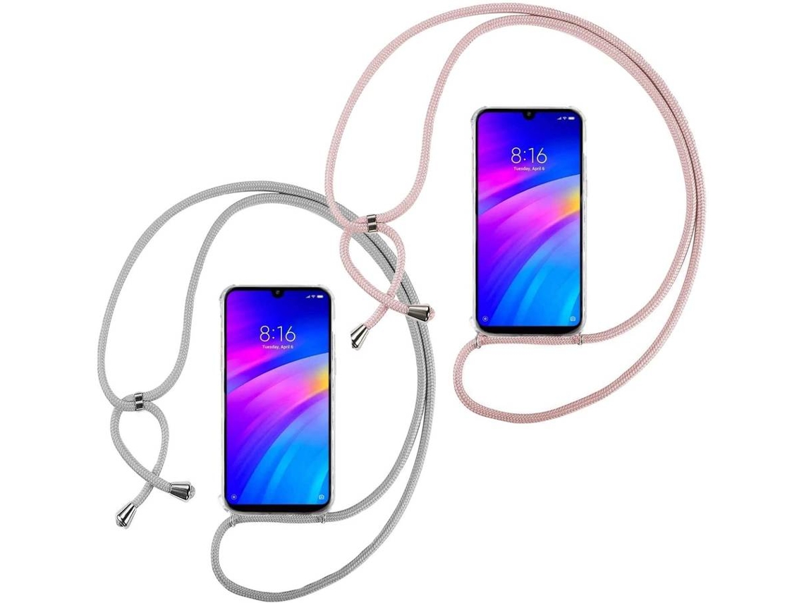 2x Capa Xiaomi Redmi 7 HONGWE. Com corda Transparente, Cinzento