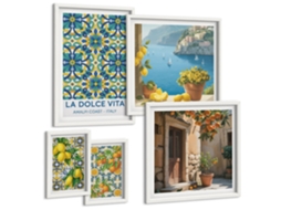 Conjunto De Pinturas Amalfi Italiano Cítricos Flores Espelharte (5 Peças)