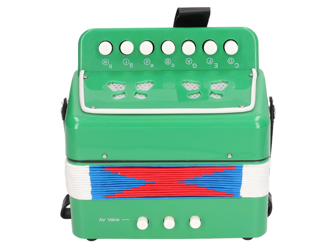 Primerox acordeão Infantil 7 Teclas Brinquedo Musical Educativo Presente para Crianças Verde