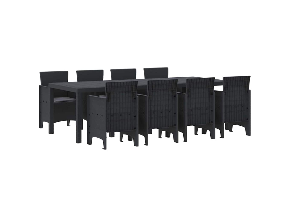 Conjunto 9 Conjunto De Jantar Para Jardim Vidaxl Antracite Polipropileno (250 X 100 X 73 Cm)