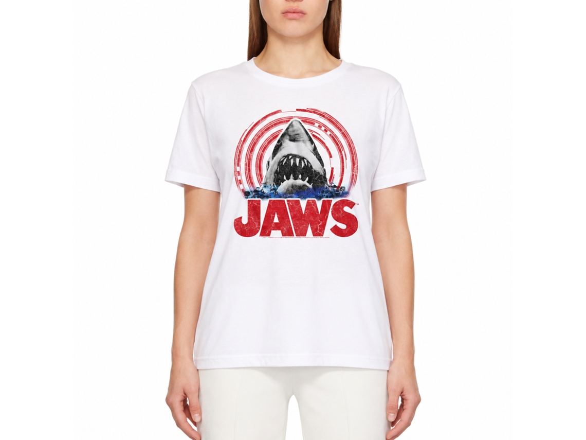 Rockinstone Jaws Movie Spiral White Adult T-shirt Size:xl