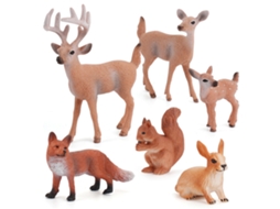 Mali 6pcs Figuras de Animais do Bosque Miniaturas Woodland Brinquedos Educativos Pvc