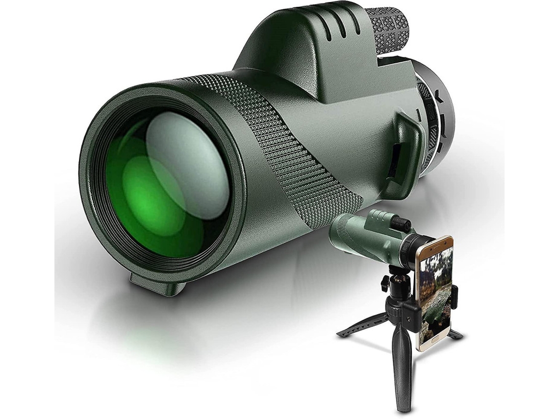 Telescópio Monocular 12x50 Hd Bak4 Prisma Fmc Tripé Smartphone Observação Pássaros Vida Selvagem Caminhadas Camping Verde Bestvite