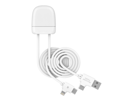 XOOPAR Cabo de carregamento e transferência 4 em 1 USB AC/USB CLightning Ice-Tag Branco
