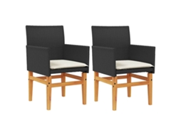 Maison Exclusive - Cadeiras De Jardim C/ Almofadões 2 Pcs Vime Pe/madeira Preto
