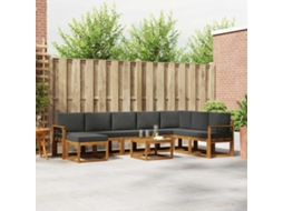 Vidaxl Conjunto De Sofás Para Exterior 9 Unid. Natural E Antracite
