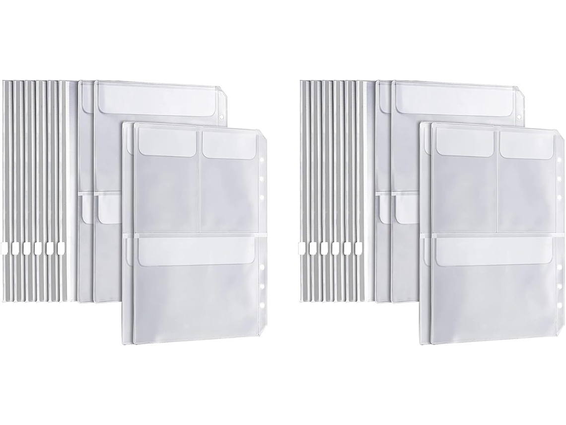 40 Unidades A5, 6 Bolsos Fichário, 3 Tipos De Envelopes, Bolsa Com Zíper Organizar A Prancheta