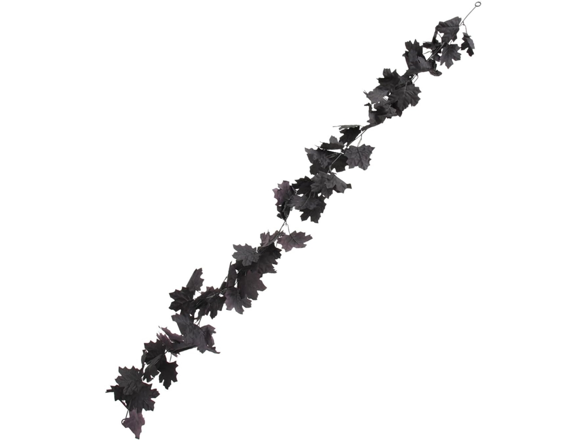 Guirlanda de Folhas Bordo Artificiais 175 Cm para o Halloween, Pingente de Videira Artificial Preta, Decoração de Festa Interna BRILVIBERA