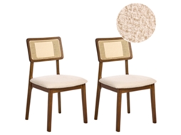 Sillas Con Respaldo De Trenza Vienesa Beliani Embar De Madera De Caucho Marrón 50x52x86