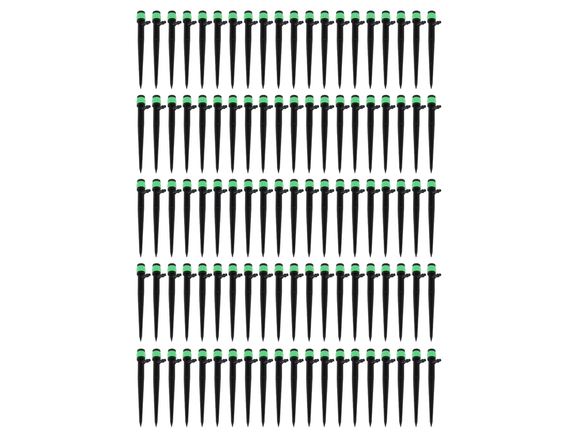 100 Gotejadores Ajustáveis 360° Jardim Verde 13cm