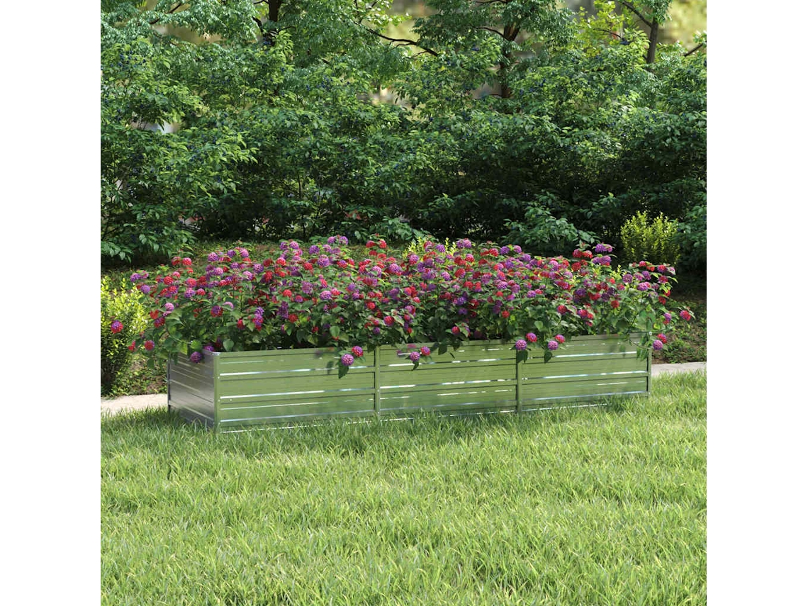 Vidaxl Canteiro Elevado De Jardim 240x80x45cm Aço Galvanizado Prateado