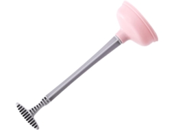 Desentupidor De Ralos De Borracha Rosa Com Cabo Longo E Ventosa Para Limpeza De Banheiros, Pias E Chuveiros -