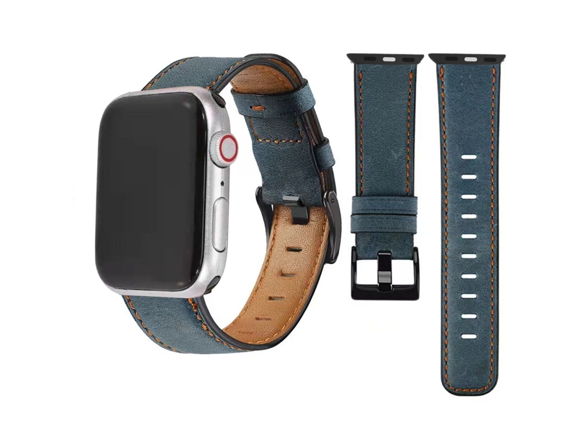 Bracelete Vintage Leather para Apple Watch Ultra 49mm Azul