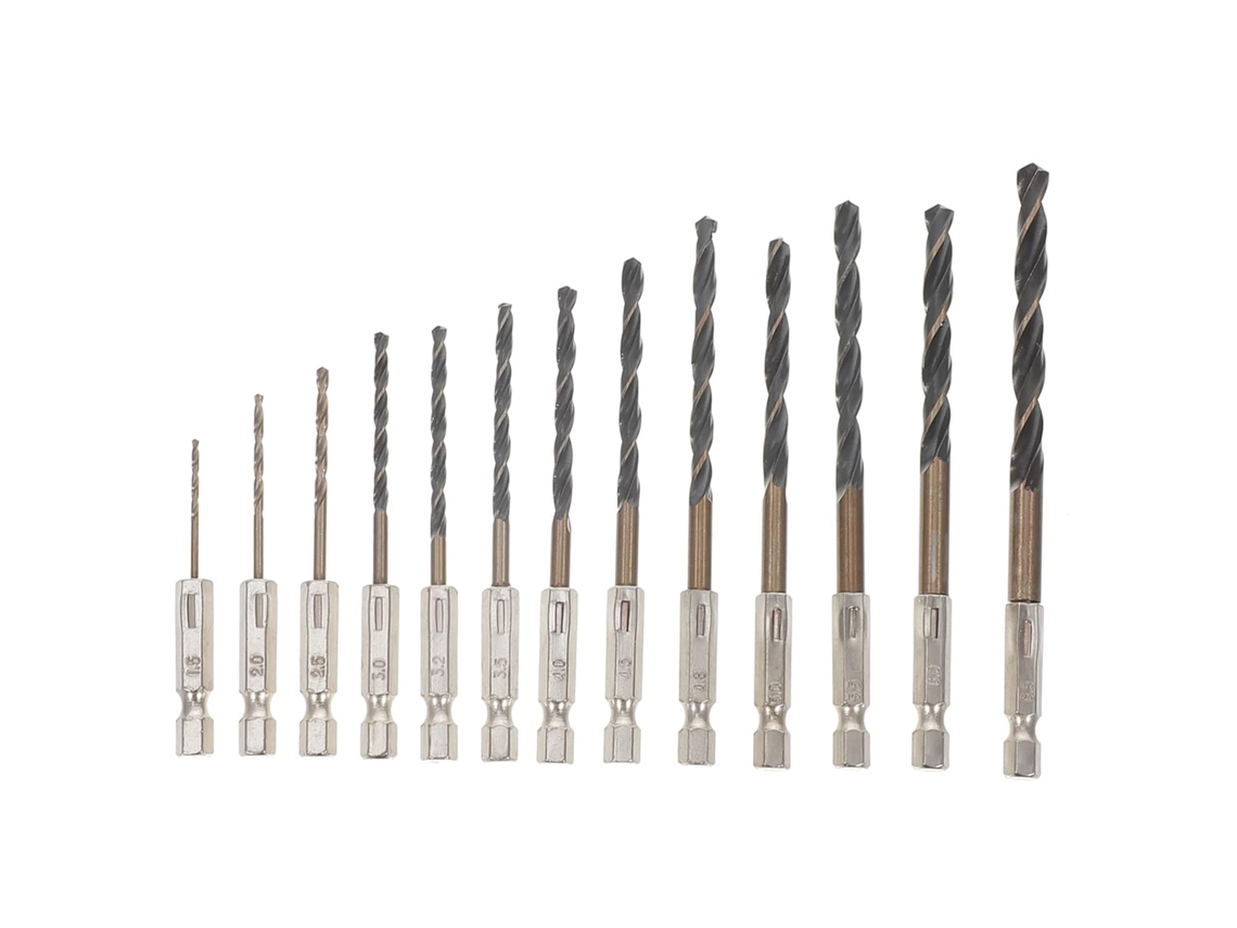 Conjunto De 13 Brocas Hexagonais Hss Para Madeira, Aço E Metal Conjunto De Brocas De Troca Rápida Gokoco