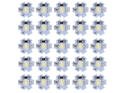 25 peças Chips LED Alta Potência 0.5W 5V Luz Branca Gelo 10000K com Placa de Alumínio | S/MARCA