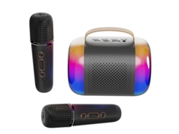 Mini Máquina De Karaokê Alto Falante Bluetooth Portátil Com 2 Microfones Sem Fio E Luzes Led Coloridas Adequado Para Crianças De 3 A 11 An Yizhood