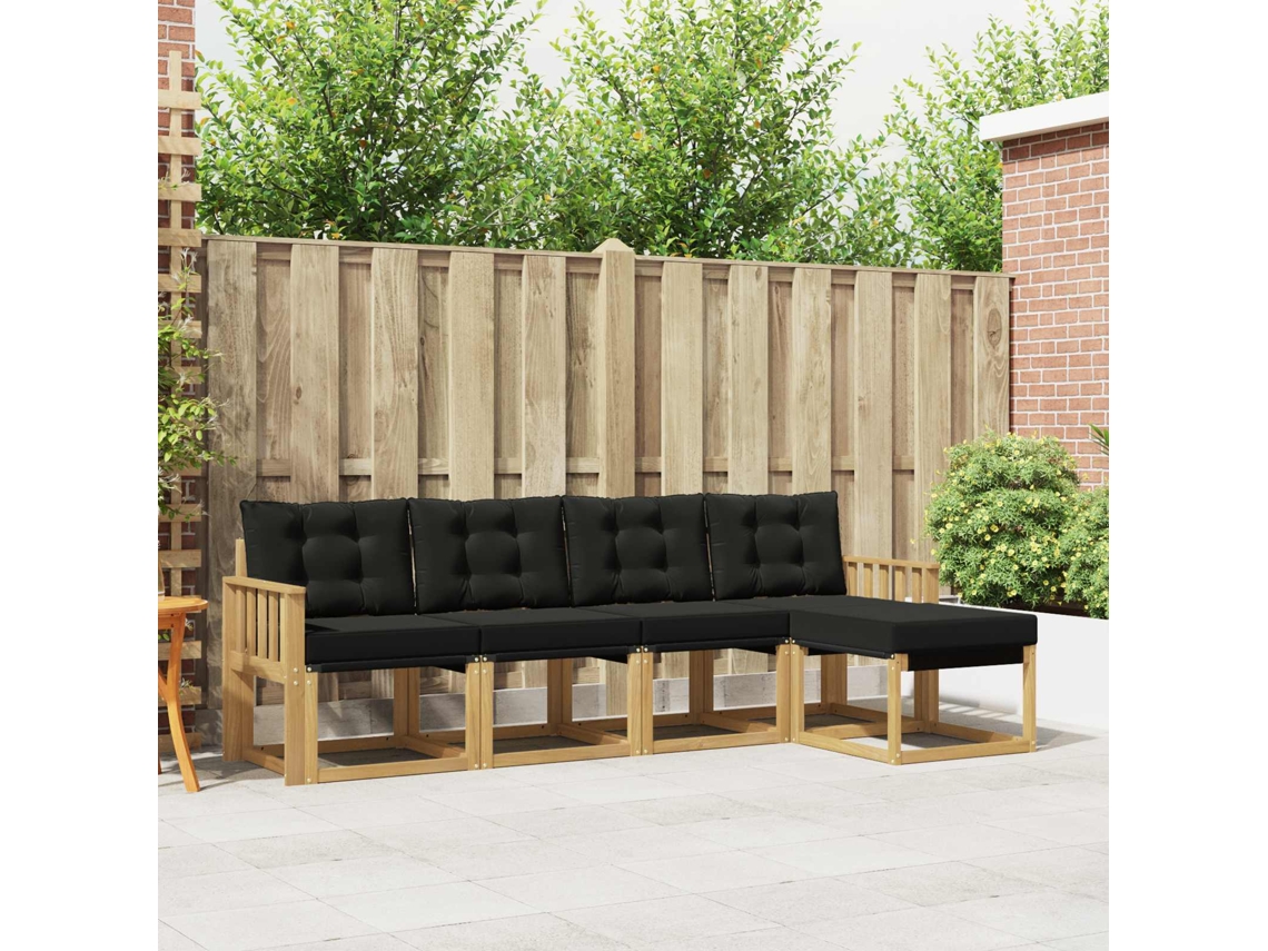 Vidaxl Conjunto De Sofás Para Exterior 5 Pcs Branco E Preto