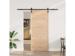 Vidaxl Porta Deslizante Natural 80 X 208 Cm Madeira De Pinho Maciça