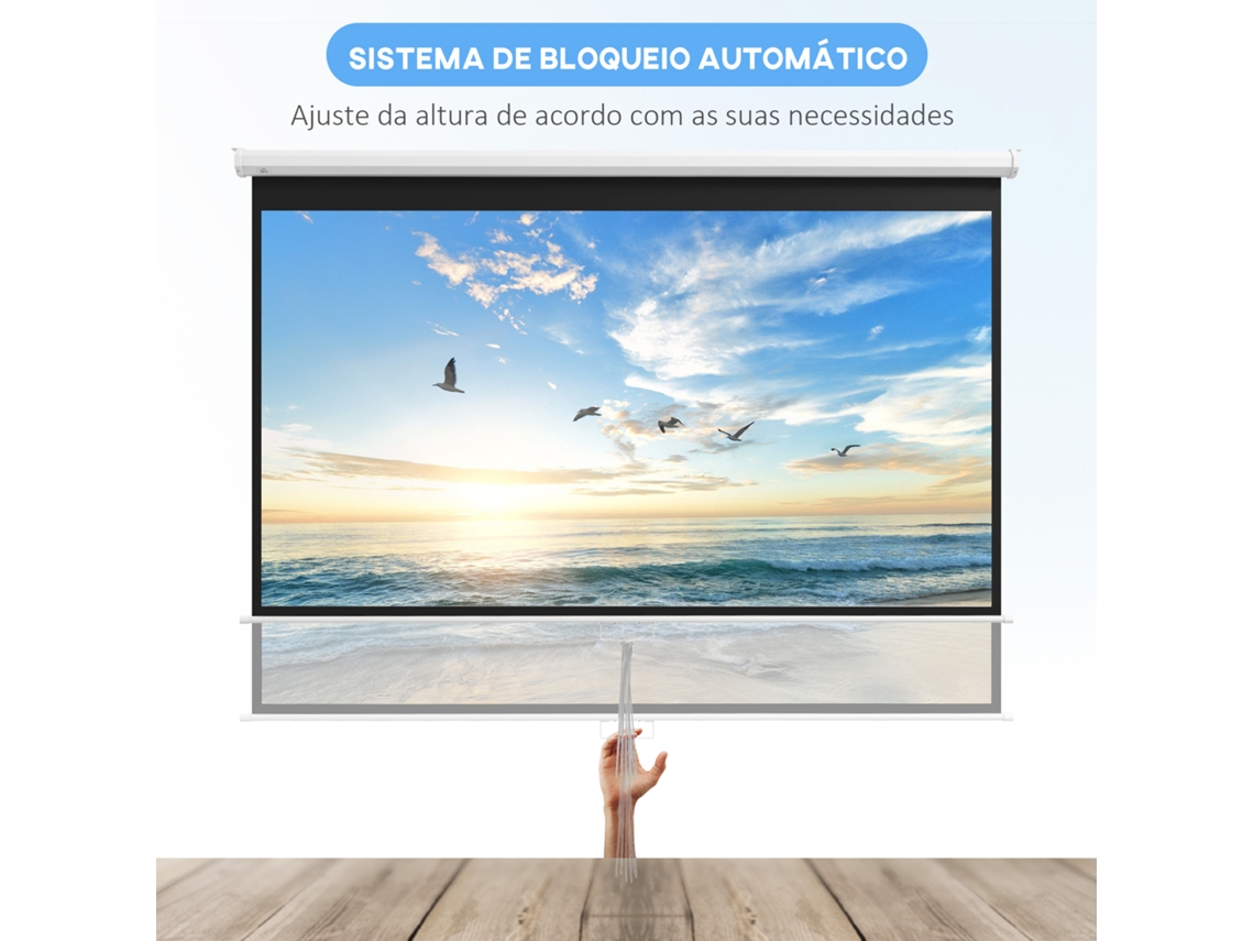 HOMCOM Tela de Projeção Manual 100 Polegadas Tela de Projeção Portátil ...