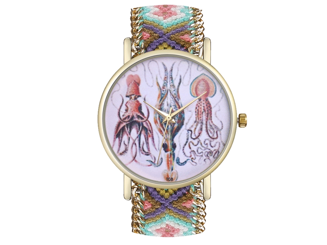 Relógio de Pulso de Quartzo com Pulseira de Lã Design Minimalista Elegante e Confortável