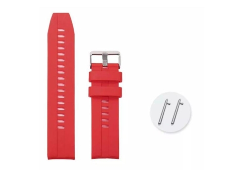 Bracelete em Silicone Vermelho para Relógio Largura 22Mm