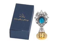Sello De Cera Premium Com Cabo Desmontável Padrão Claro Aplicação Versátil Caixa Azul Escuro E Cabo Azul Lago