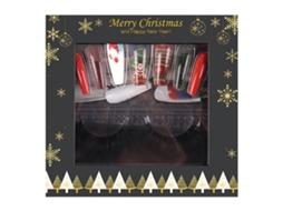 Par De Cílios Postiços De Cabelo De Vison E 24 Peças De Adesivos De Unhas Vestíveis Bastão De Natal Nas Unhas Estilo 1 ZMDECQNA
