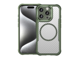 Capa Transparente Para Iphone 16 Pro - Textura De Fibra De Carbono - Magsafe