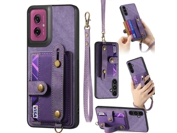 Capa De Celular Com Pulseira Cruzada Retrô E Carteira De Couro