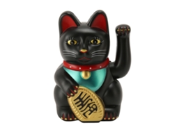 Figura Elétrica de Gato da Sorte de Plástico 6 Polegadas para Entrada Lar Presente Preto