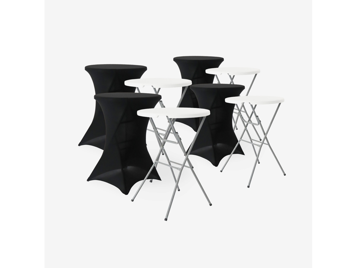 Mesa De Recepção Dobrável De Aço Com Capa De Proteção, Conjunto De 4, Preto Sweeek