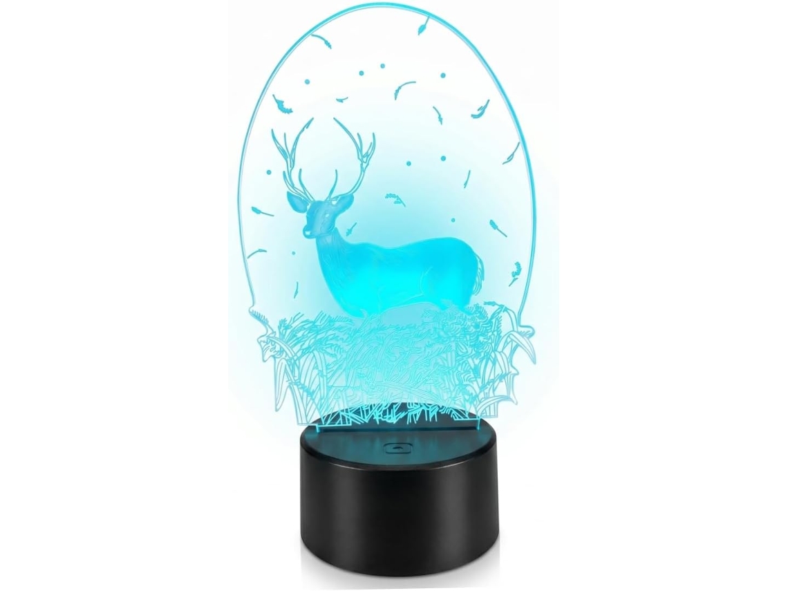 Luminária Noturna 3d Em Formato De Veado Com Controle Por Toque E 7