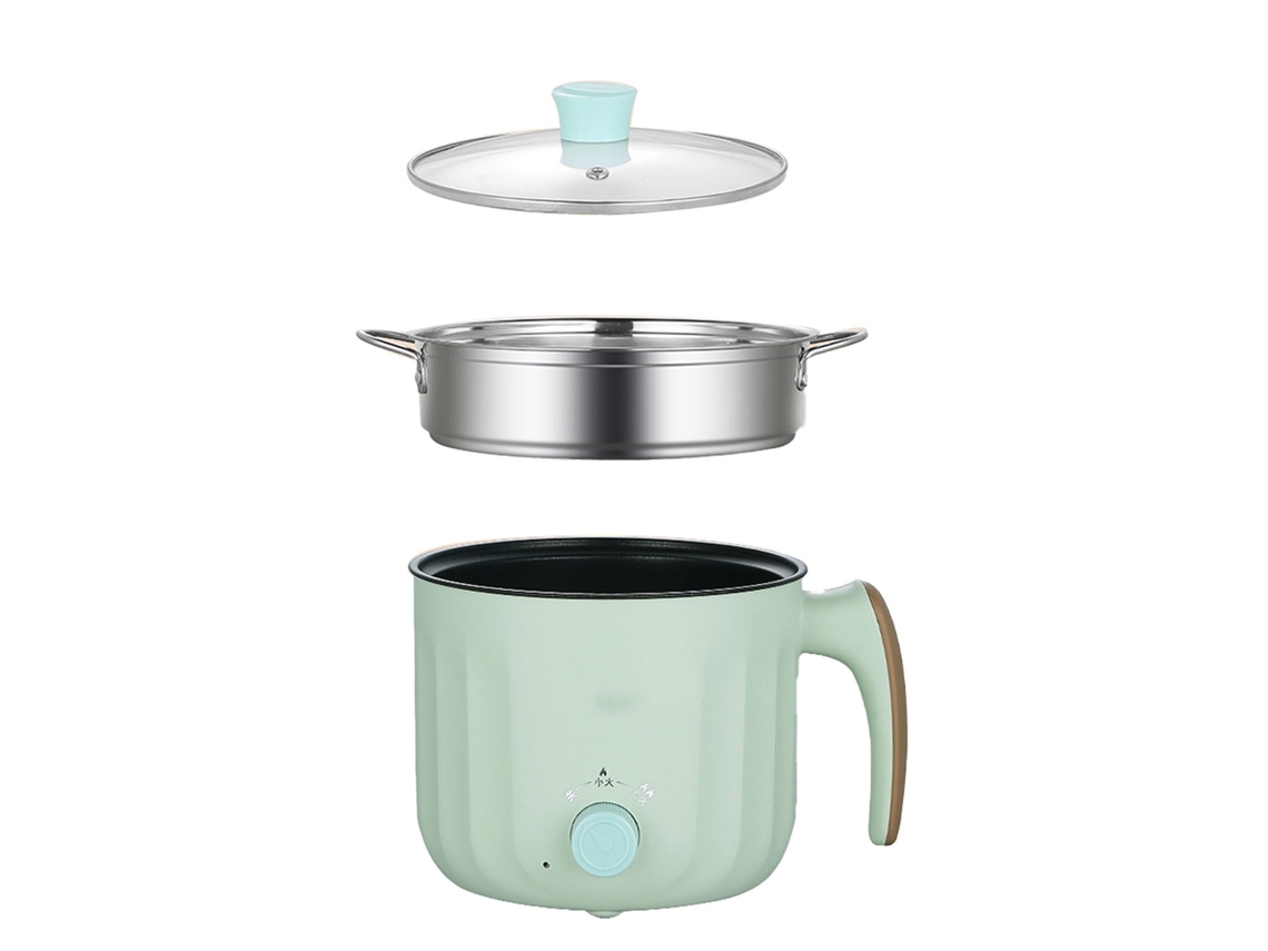 Panela elétrica mini multifuncional antiaderente com grelha de cozimento portátil verde