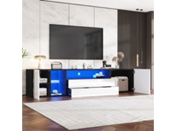 Armário Tv Preto/branco 180x40x45cm, Led, 2 Gavetas, 2 Armários, 75".-zz
