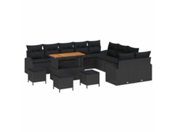 Maison Exclusive - Conjunto De Sofá De Jardim Com Almofada 14 Pcs Preto Vime Pe