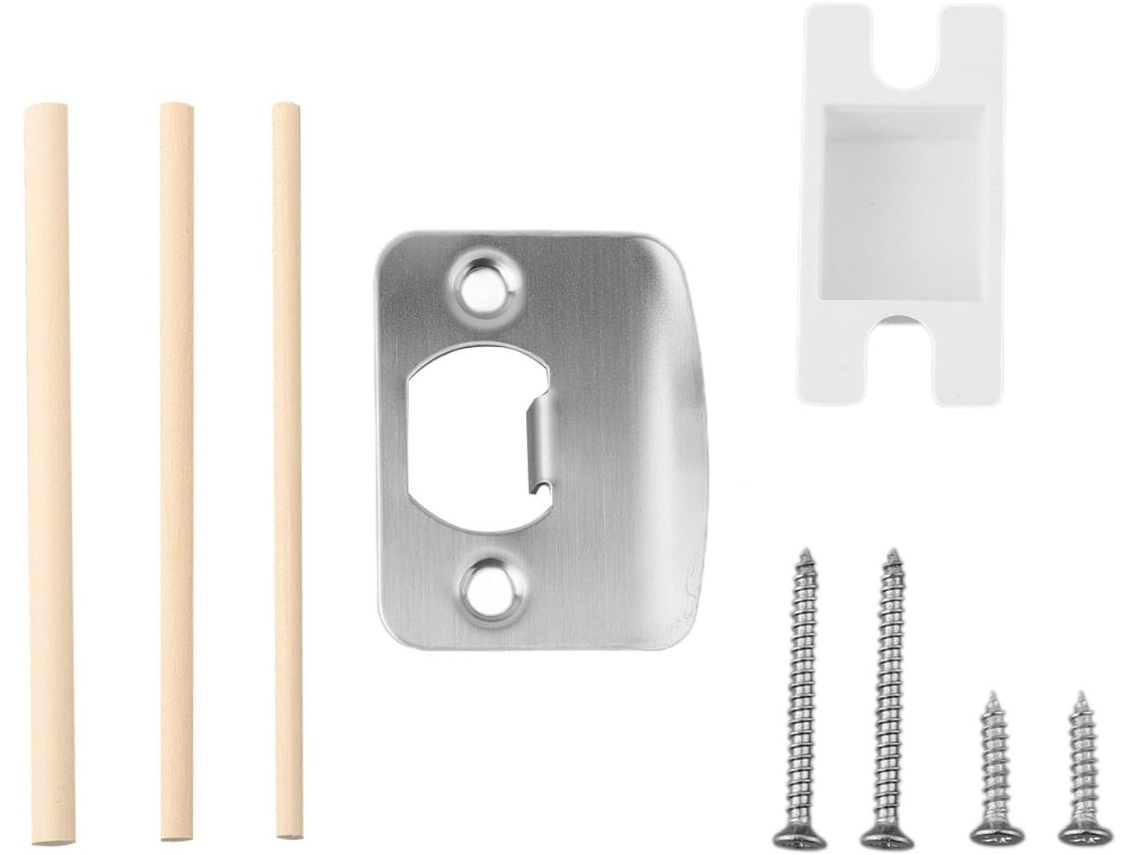 Kit Completo Fechadura De Porta Com Restaurador Trinco Padrão, Cavilhas De Madeira, Fusos E Proteção Contra