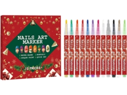 Conjunto de 12 latas de esmalte para decoração e secagem de unhas.