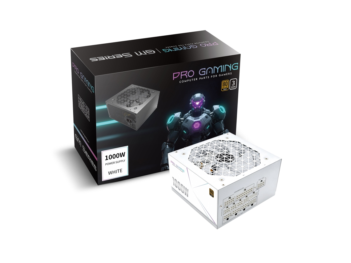 Fonte De Alimentação Progaming 1000w 80 Plus Gold Totalmente Modular 12vhpwr I-stop Fan Branco