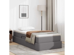 Vidaxl Cama Com Arrumação E Colchão Com Colchão Cinzeto 90 X 190 Cm