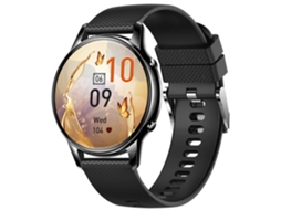 Smartwatch com Display Amoled Full-Touch de 1 32 Polegadas Chamadas Bluetooth Recursos de Saúde Feminina e Design Redondo Preto YEMAESRE