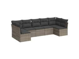 Conjunto de 7 Sofás para Jardim com Almofadões Vime Pe Cinzento MAISON EXCLUSIVE (7 pcs)