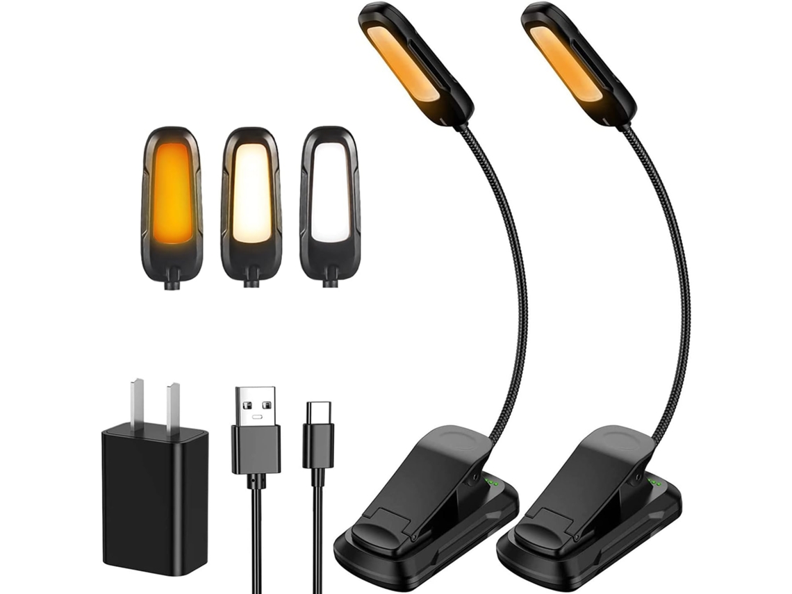Luminária De Leitura Para Cama, Luminária De Mesa, Adaptador Usb C Recarregável, 800mah E Até 90 Horas De Duração, 3 Cores
