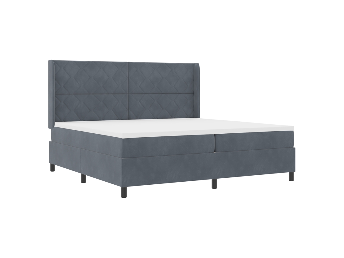 Cama Box Spring  Com Colchão & Led Cinza Escuro Vidaxl Veludo (200x200 Cm)