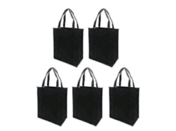 5pcs Dobrável Reutilizável Não tecido Tecidos Saco de Compras para Uso Ao Ar Livre GOKOCO (preto, 30x25x10cm)