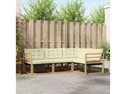 Vidaxl Conjunto De Sofás Para Exterior 4 Unid. Branco E Creme